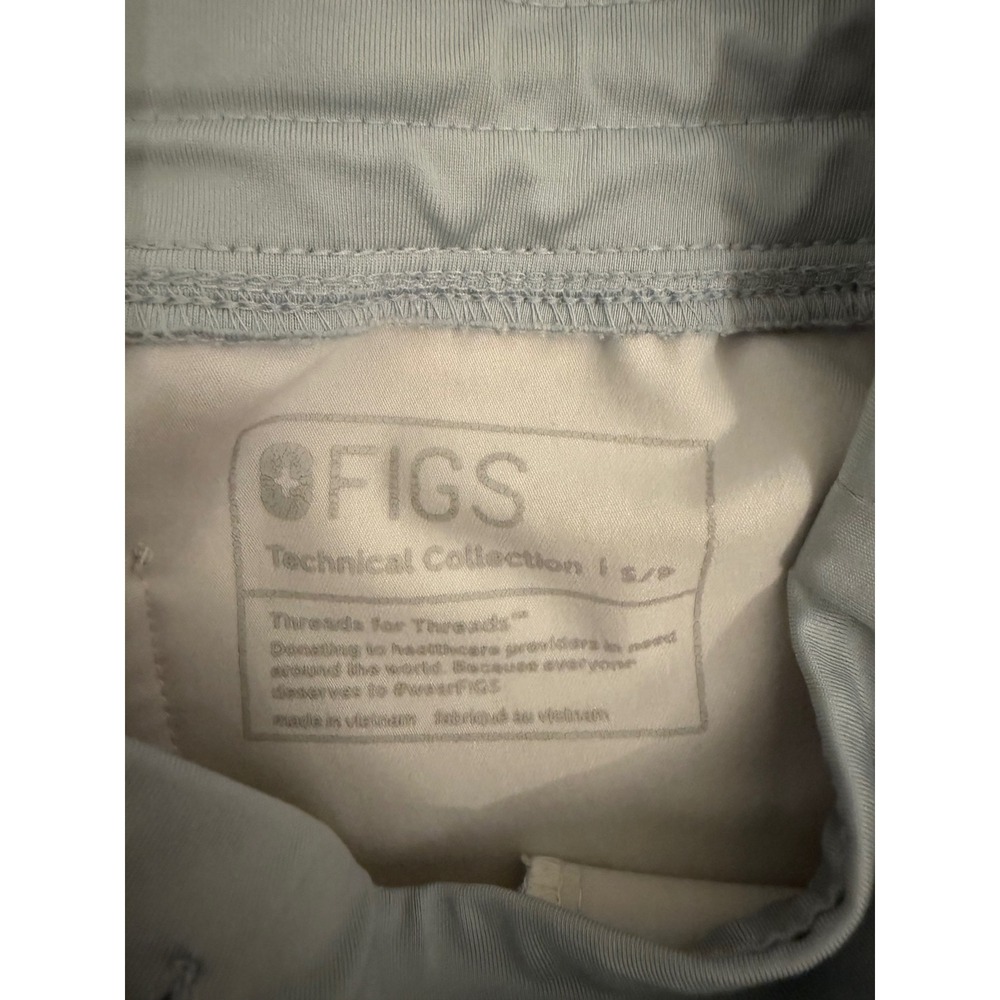 FIGS Technical Collection Scrub Pants Joggers Cream Blue Waist Small S/P - Picture 2 of 8